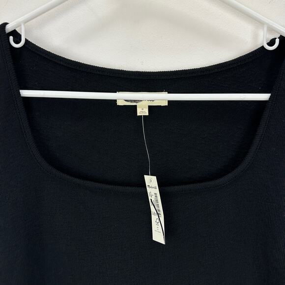 Madewell Knit Tank Midi Dress Black Minimalist Casual A Line Cotton Small NWT - Picture 9 of 16